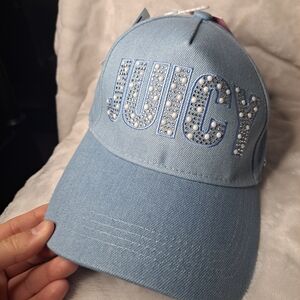 Juicy Couture Denim Bedazalled Rhinestone Hat Cap
